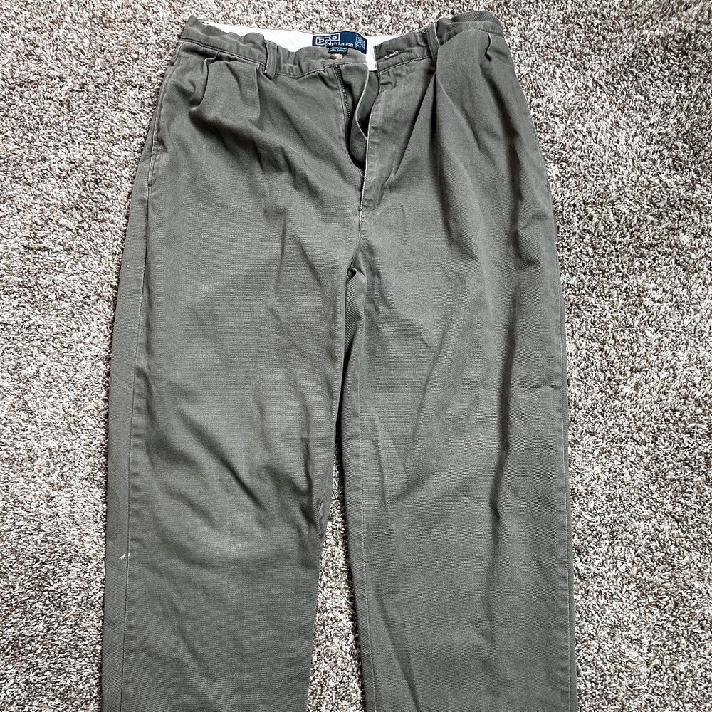 Vintage Polo Ralph Lauren Men's Green Pleated Chinos 32"
